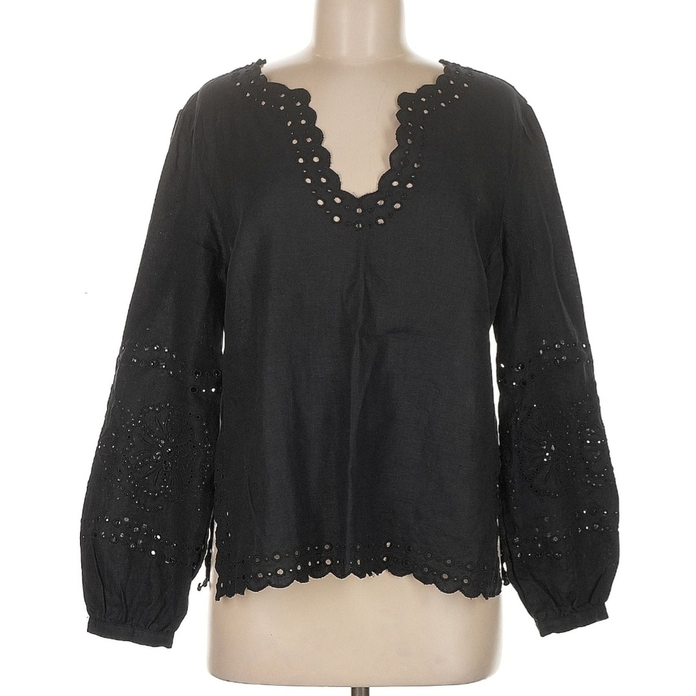 J. Crew Black Eyelet Blouse